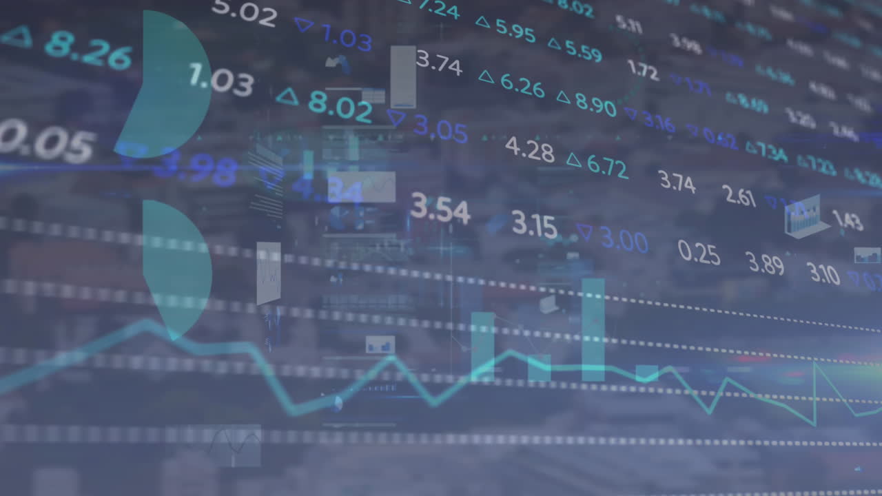 Animación de números cambiando y procesamiento de datos