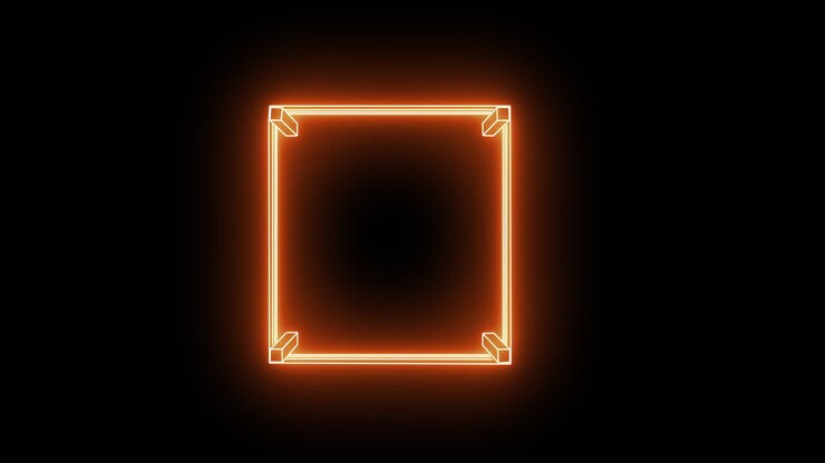 Animación de un ring de boxeo de neón naranja sobre fondo negro.