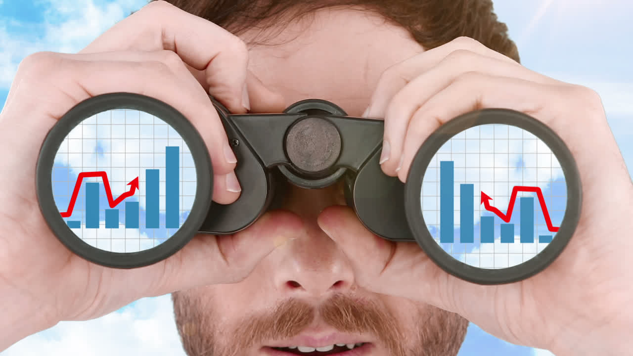 쌍안경을 통해 보는 남자