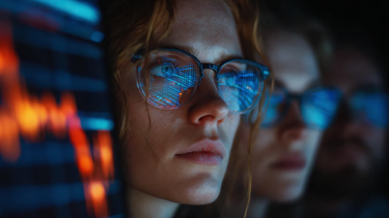 Focused Individuals Analyzing Data Trends on Screens, Deep in Thought, Captivated by Visual Representations of Market Dynamics and Analytical Insights