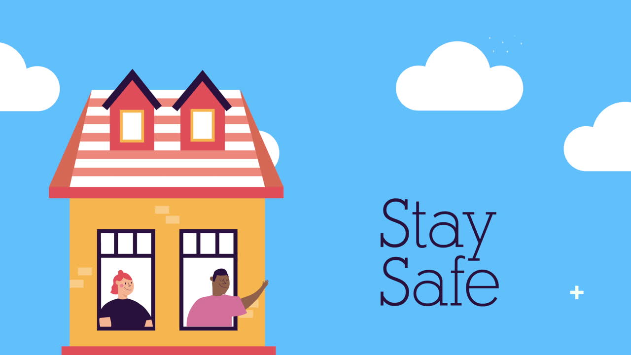 pareja en las ventanas del apartamento quedarse en casa campaña