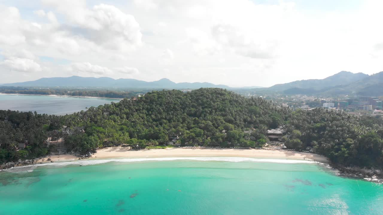Empty luxury beach Pansea in Phuket, elevated view of popular holiday destination in Thailand, southeast Asia