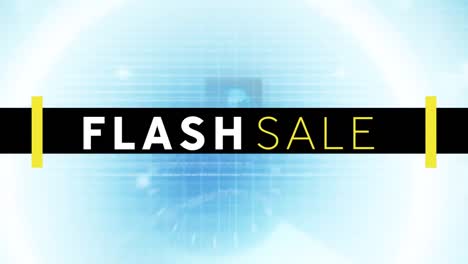 Digital-animation-of-flash-sale-text-banner-against-multiple-round-scanners-and-data-processing
