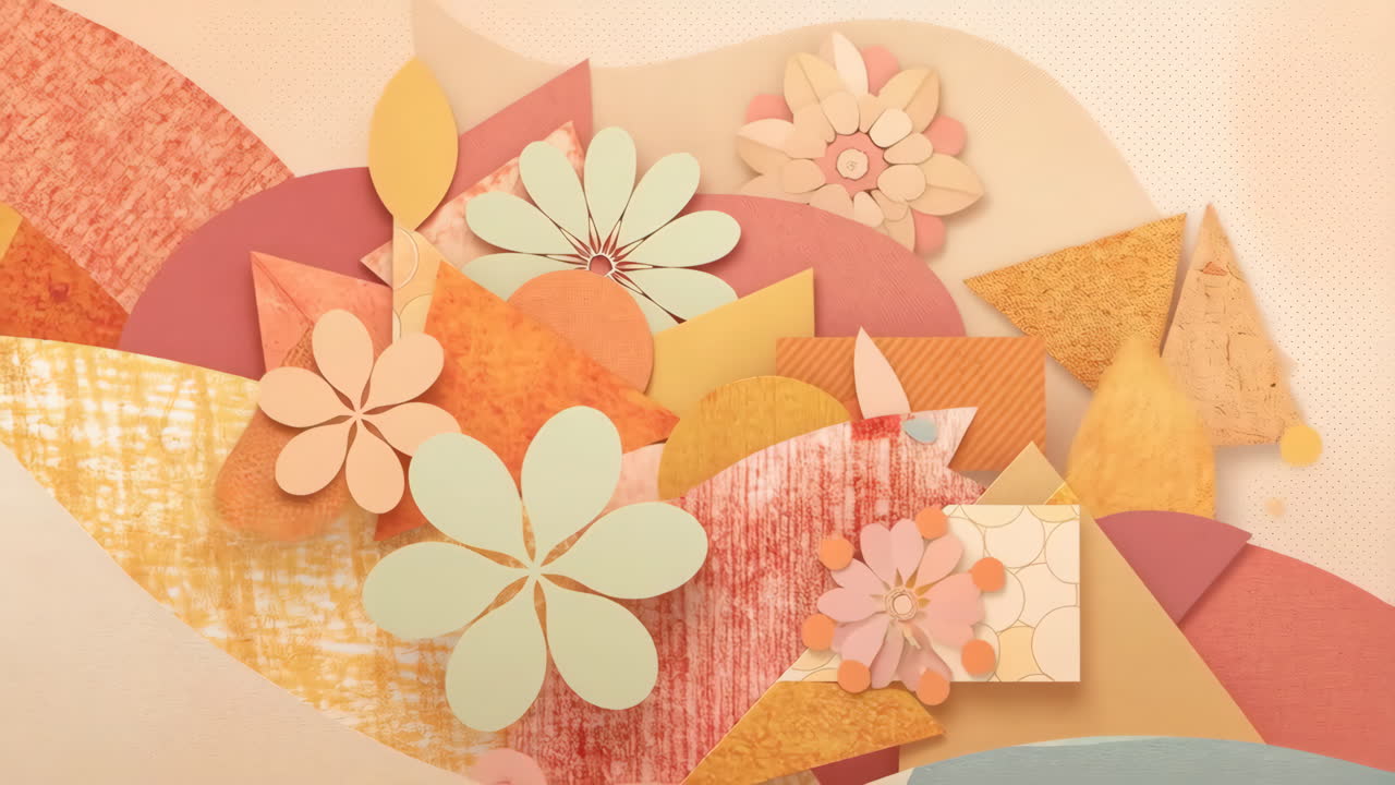 Abstract Geometric and Floral Collage Backgrounds