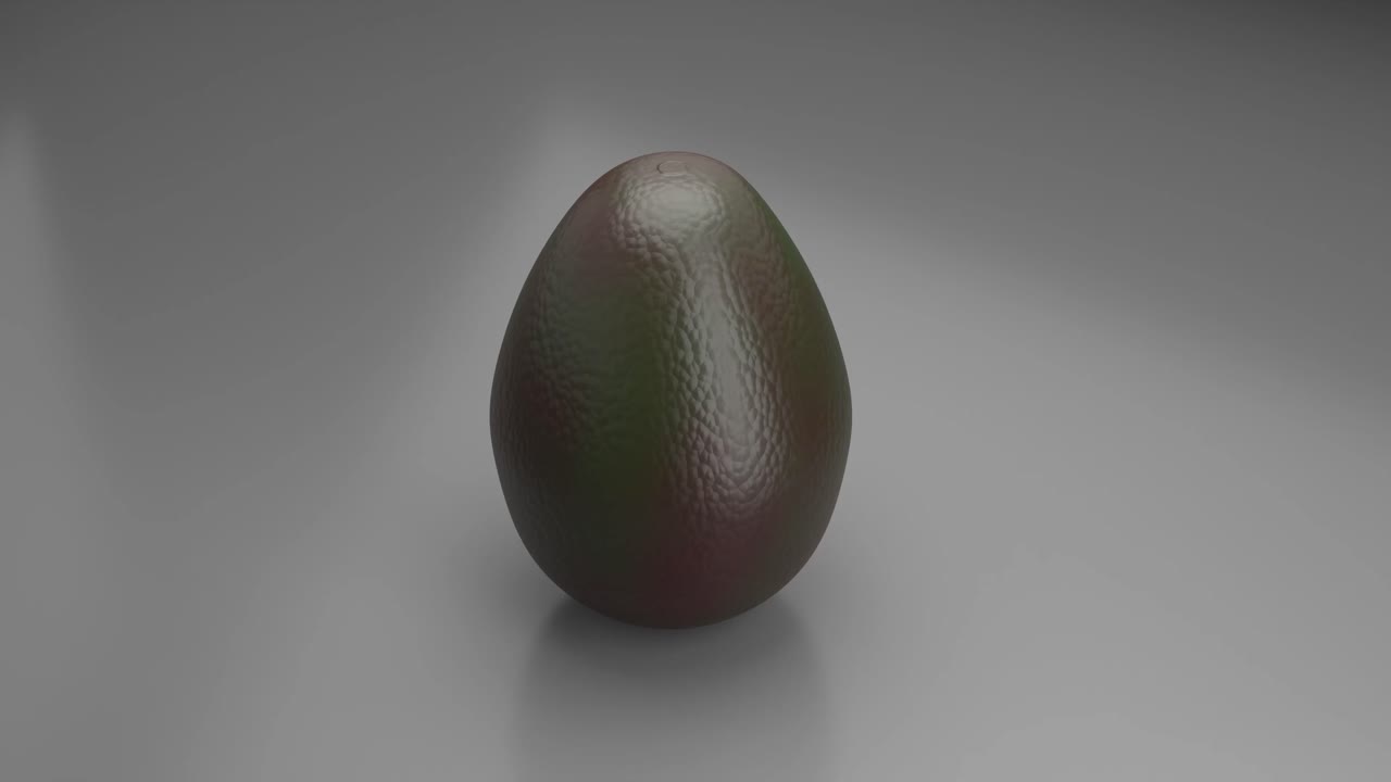 Clipe de renderização de animação 3D de alimento orgânico saudável, fatias de abacate maduro.