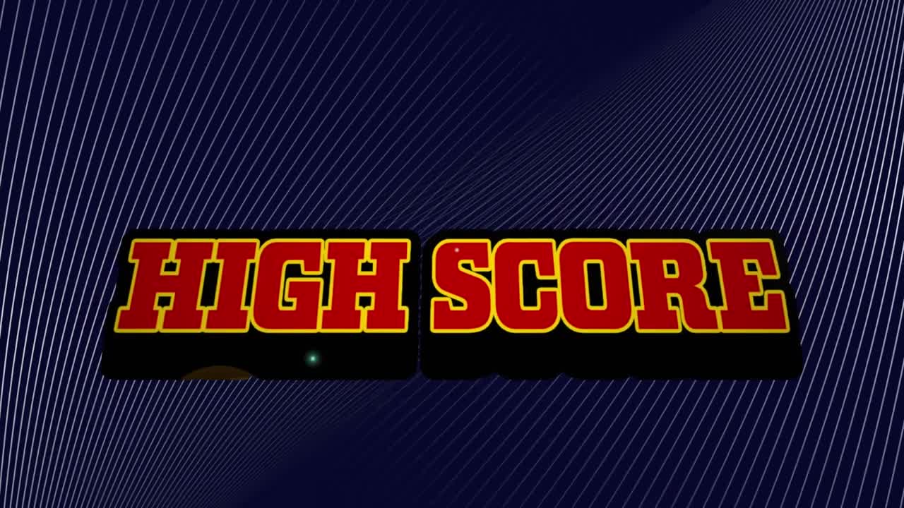 움직이는 선 위에 높은 점수 텍스트의 애니메이션