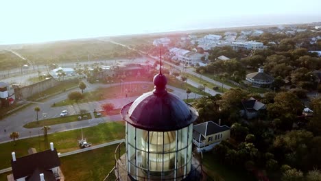 Aerial-Tight-Shot,-Tybee-Island-Lighthouse,-Tybee-Island-Light-Station,-Tybee-Island-Georgia,-Tybee-Island-Ga