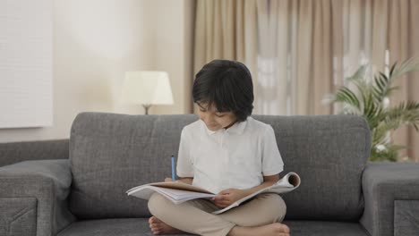 Feliz-Niño-Indio-Leyendo-Y-Estudiando