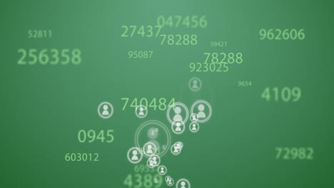 multiple numbers changing and profile icons floating against green background