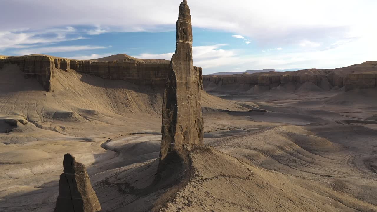 Majestic Stone Spire in the Desert: An Aerial View