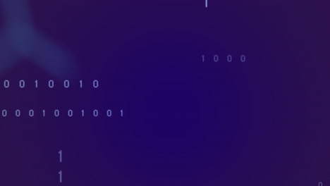 animación de procesamiento de datos y codificación binaria contra fondo azul