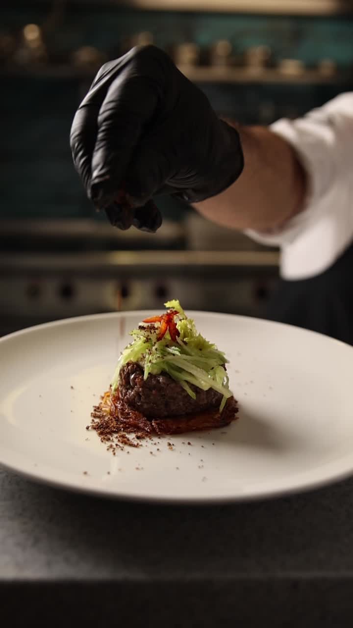 Chef Preparing Gourmet Dish with Elegant Plating