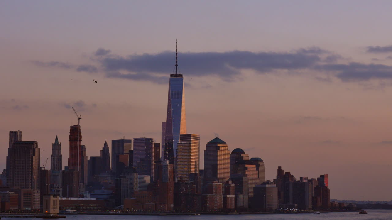 Panoramic view of New York at sunset