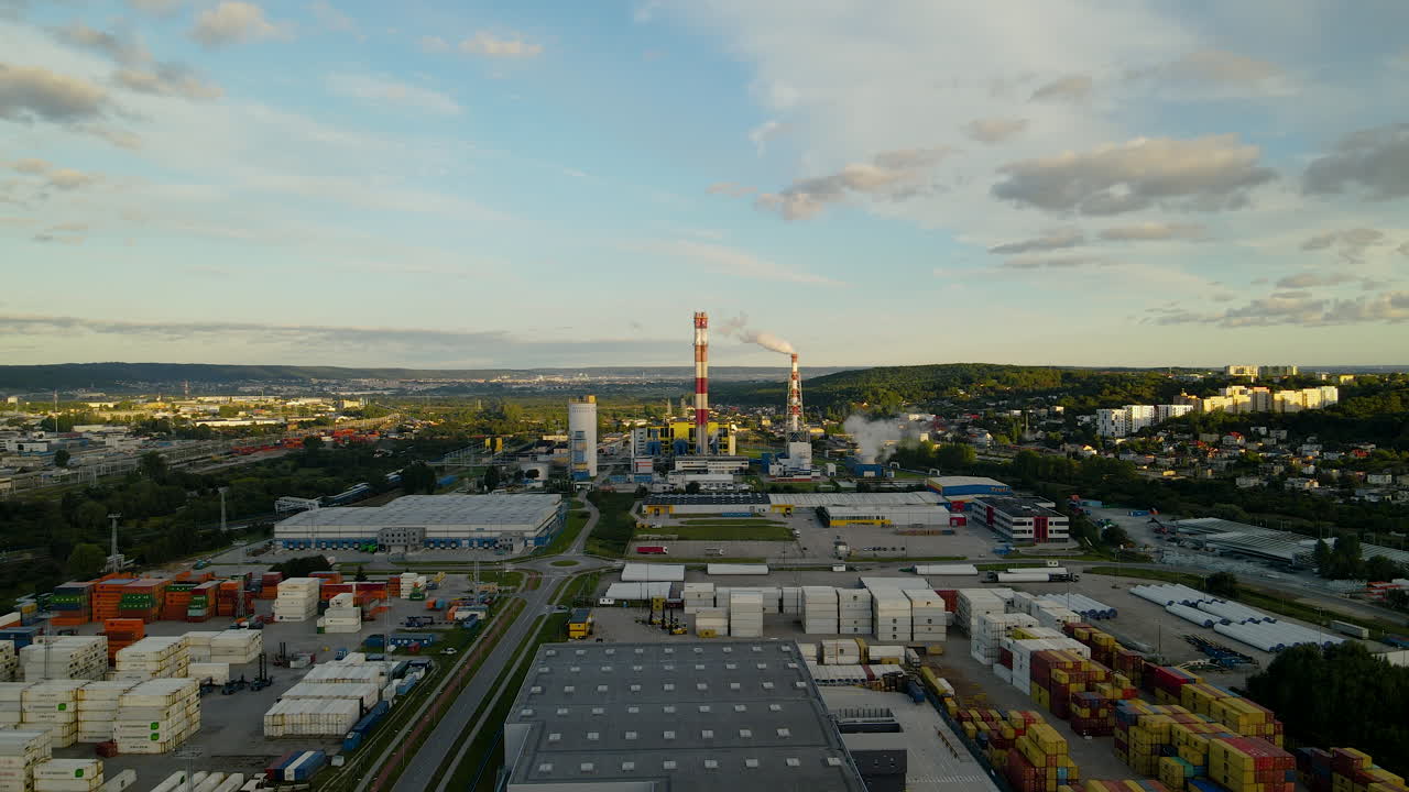 Aerial view of industrial park in Gdynia city, Poland
