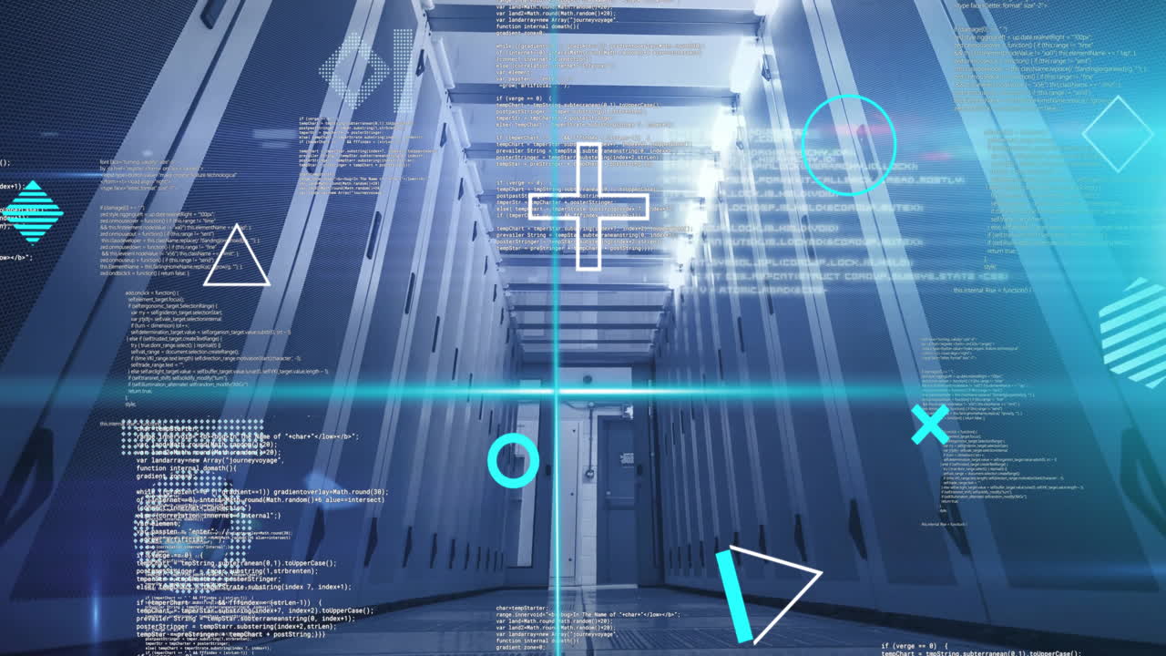 animación del procesamiento de datos digitales a través de servidores informáticos