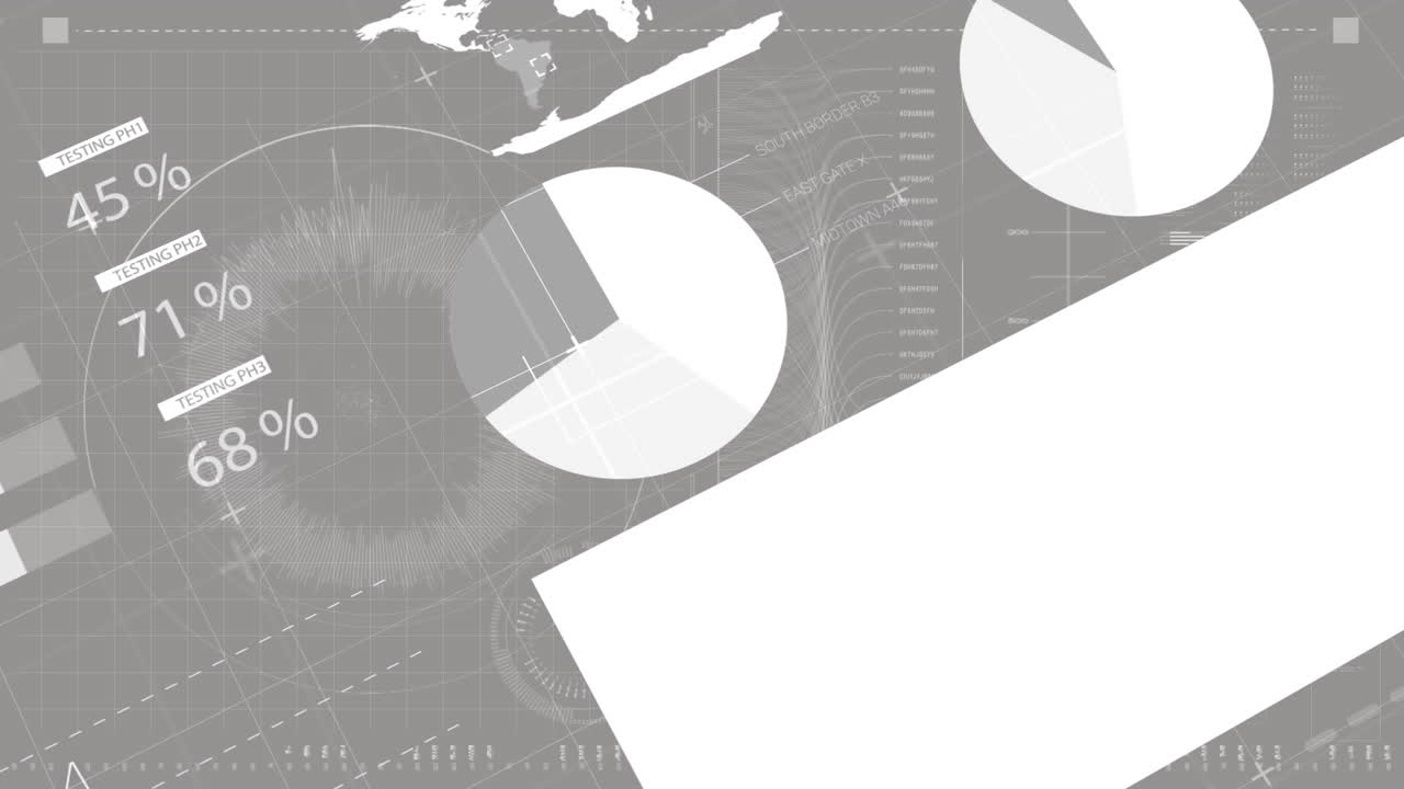 회색 배경에 대한 통계 데이터 처리 인터페이스의 애니메이션