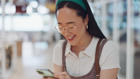 Woman,-smile-and-phone-for-social-network