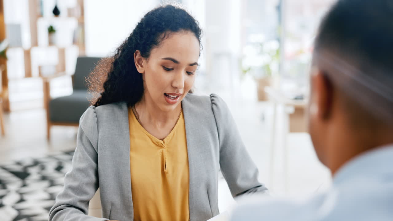 Business people, interview