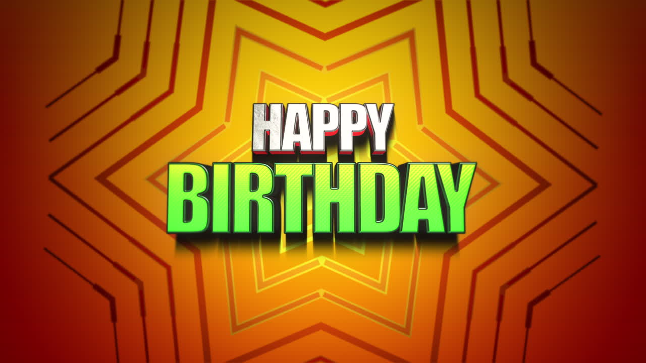 texto de feliz cumpleaños con patrón de estrellas en textura naranja