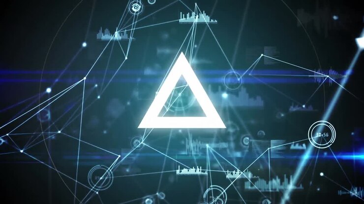 Geometric shape against data connections