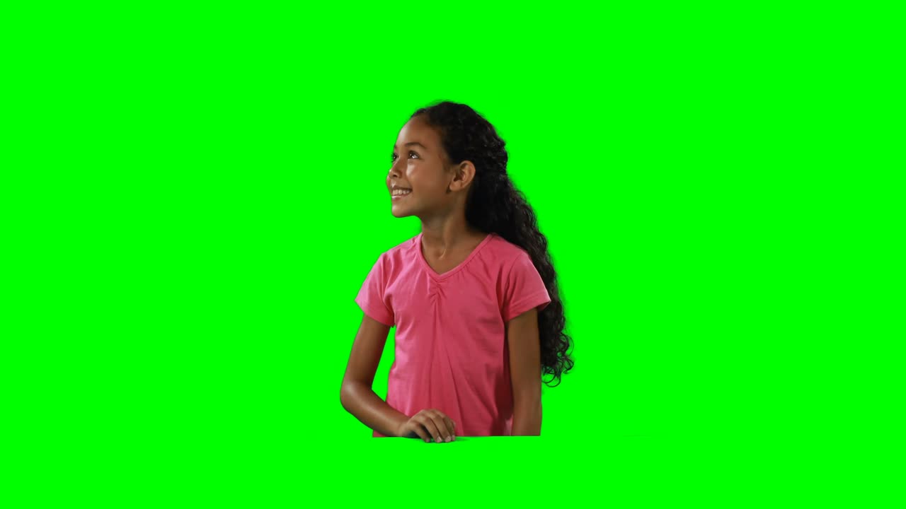 Smiling girl touching digital screen 4k