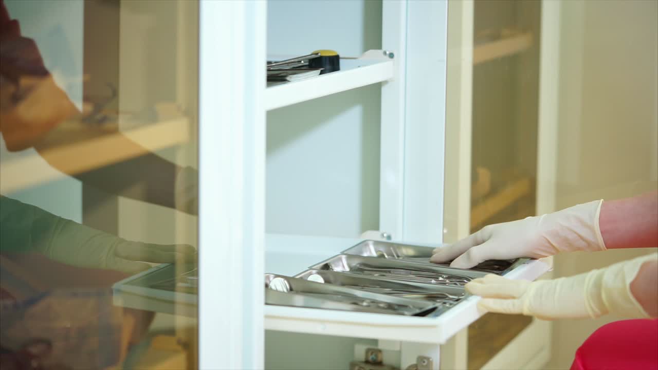 Dental Instruments in Storage Cabinet