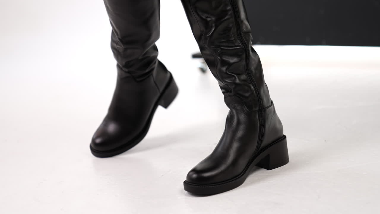 Black Over-the-Knee Leather Boots