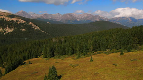 Colorful-Colorado-cinematic-aerial-drone-summer-Boreas-Pass-Breckenridge-Summit-County-windy-green-grass-dramatic-incredible-landscape-Rocky-Mountain-peaks-daylight-backwards-reveal-up-motion