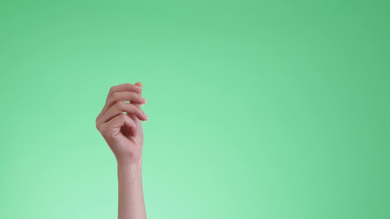 크로마 키 배경에 손