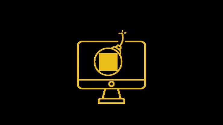 Animated Computer Monitor with Bomb Icon Warning of Digital Threat