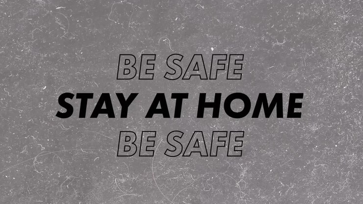 Animation of stay at home text on gray background
