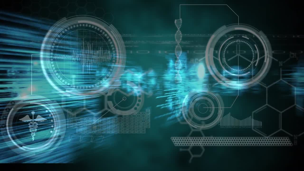 Animation of dna strand spinning and medical data processing