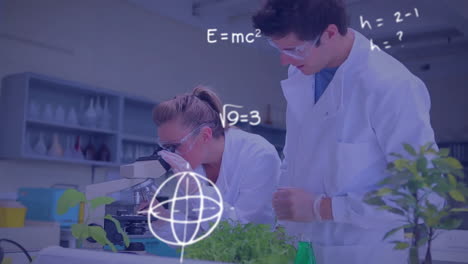 animación del procesamiento de datos científicos sobre diversos científicos en el laboratorio