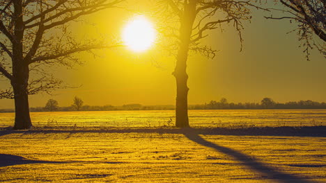 Timelapse-Escénico-De-La-Puesta-Del-Sol-Del-Invierno