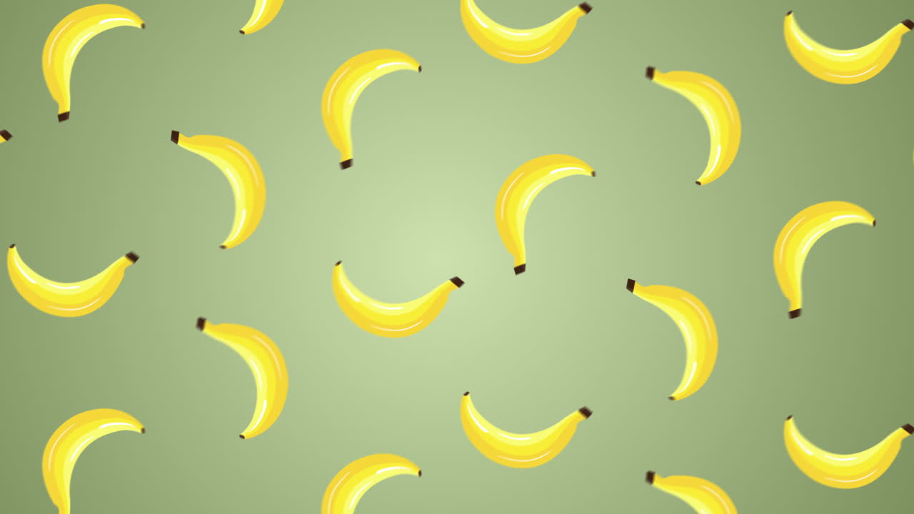 Banana Animation. 4K Animation Of Bananas Rotating On Green Background. Fruit Graphic. Looping Background Graphic. Healthy Plant Based Food Fruits