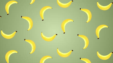 banana animation. 4k animation of bananas rotating on green background. fruit graphic. looping background graphic. healthy plant based food fruits
