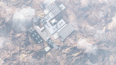 aerial view of an industrial complex in a desert landscape