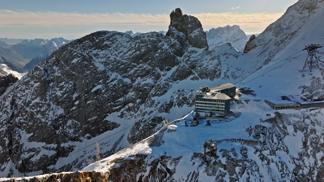 Aerial drone view of the Marmolada mountain in the Dolomites, northeastern Italy