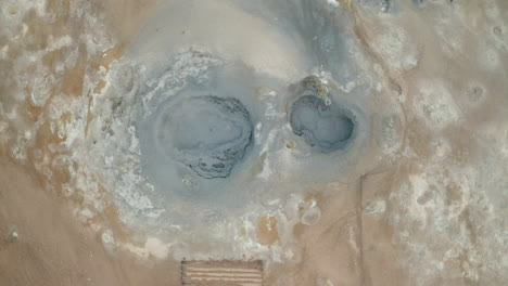 top view of boiling geothermal hot spring at myvatn in iceland