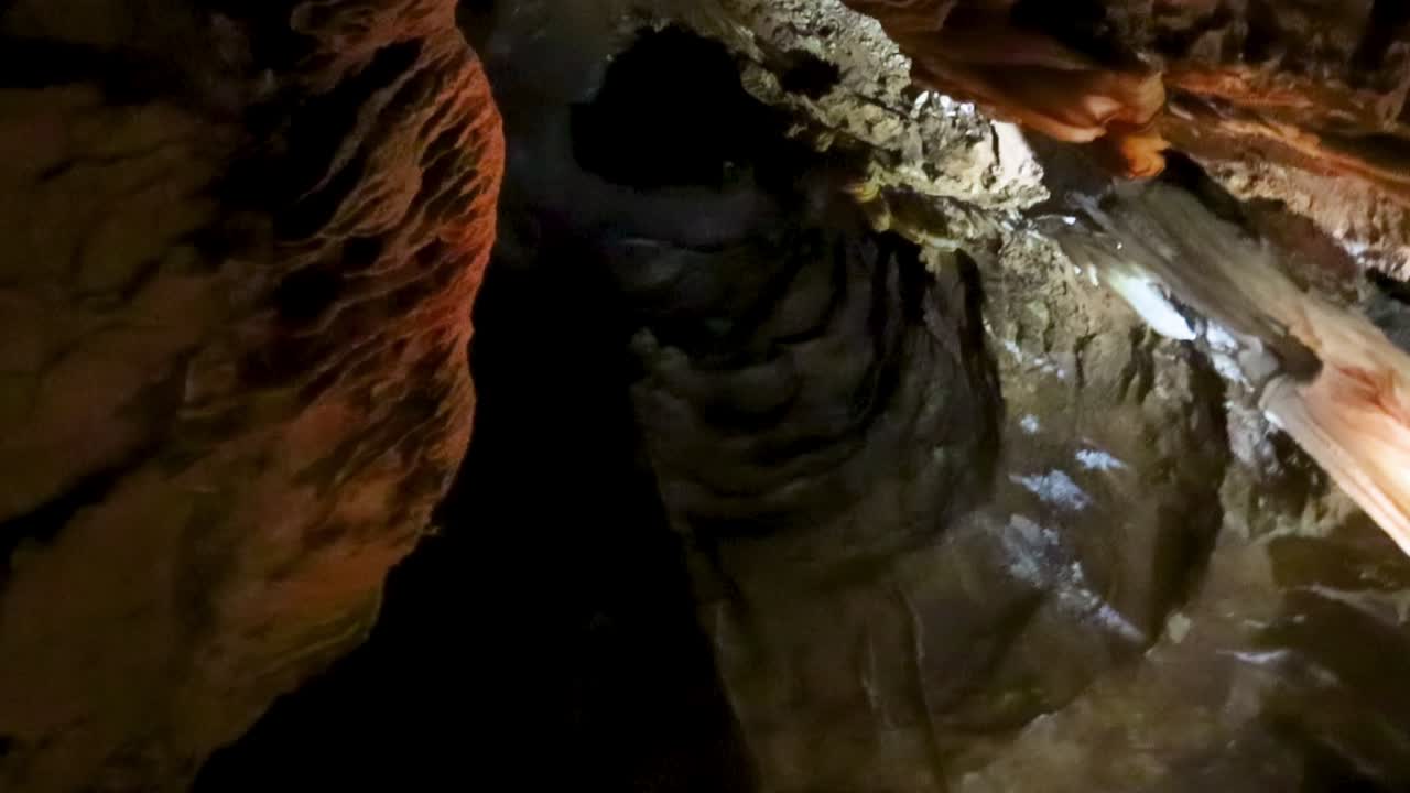 Blue Mountains caves, camera panning around to show view inside