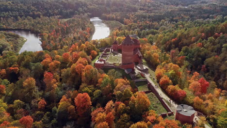 aerial view of turaida castle in vidzeme, latvia