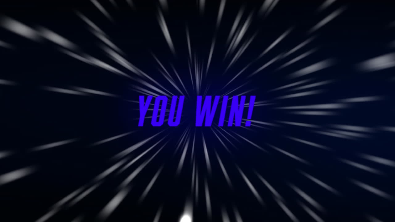 검은색 배경의 빛 트레일 위에 텍스트를 이기는 애니메이션