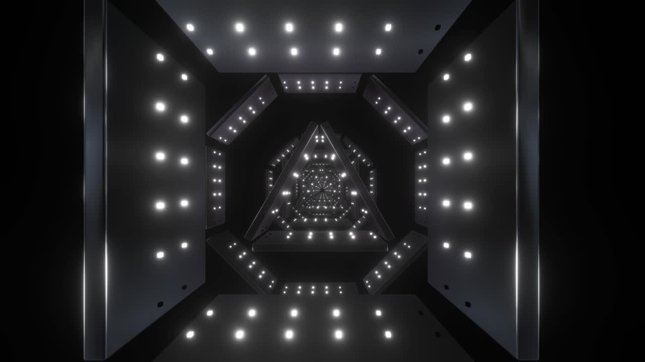 Abstract Geometric Tunnel with Glowing LEDs
