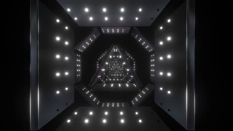 abstract geometric tunnel with glowing leds