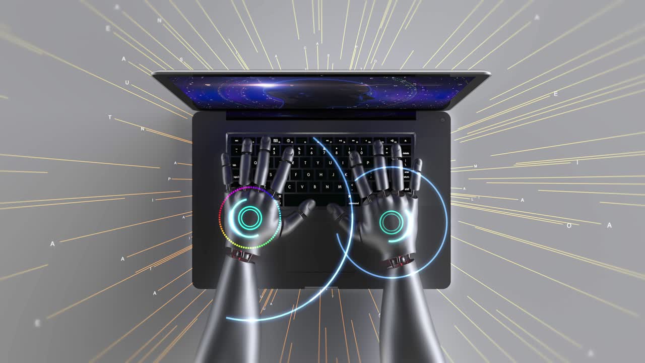 manos robóticas avanzadas que utilizan computadora portátil