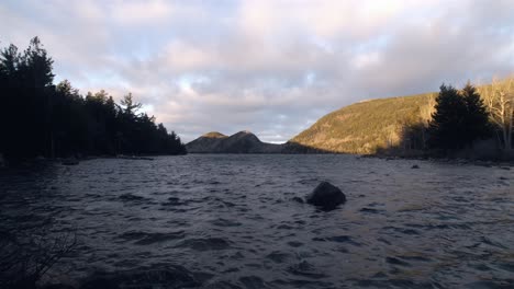 maine jordan pond wide view mountain slow mo