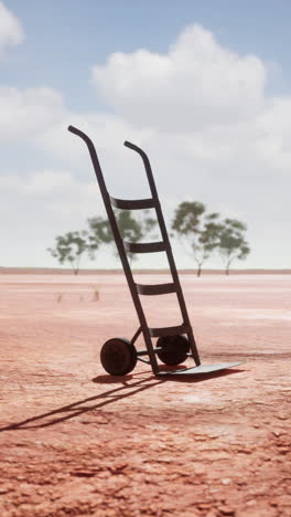 a hand truck standing in a desert