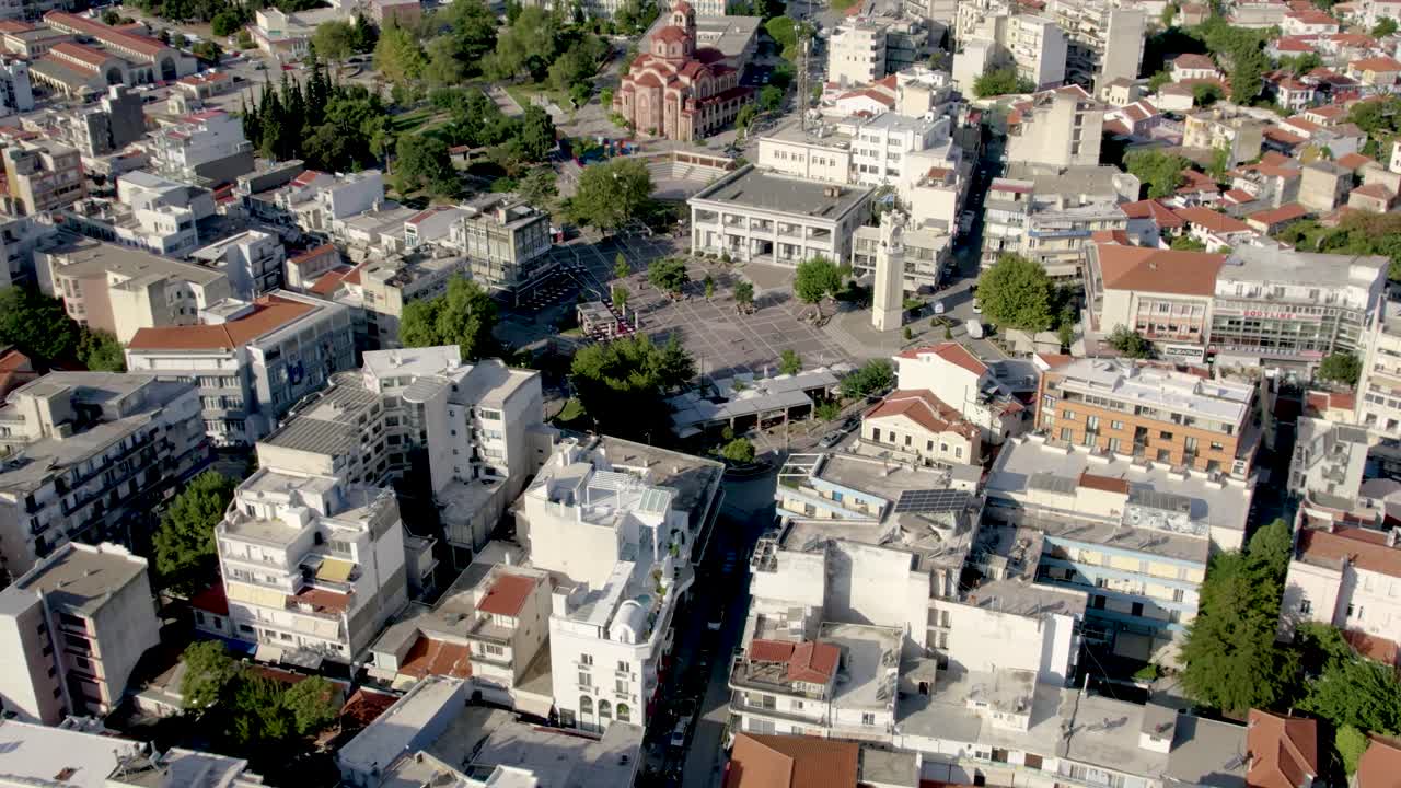 Aerial View of a Greek Town Square
