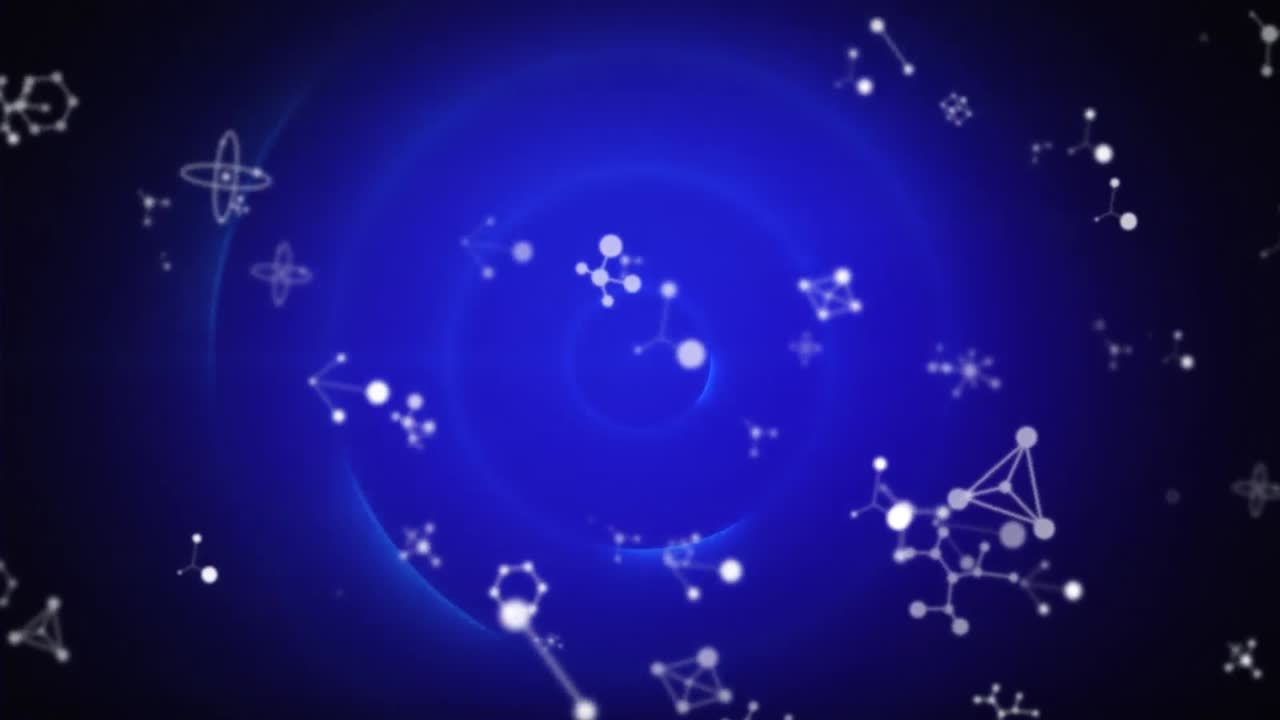 animación del espacio digital con moléculas y explosión