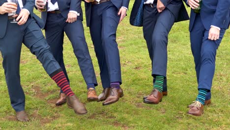 shot of wedding suits, tie, socks, shoes - watches for the groom - groom men